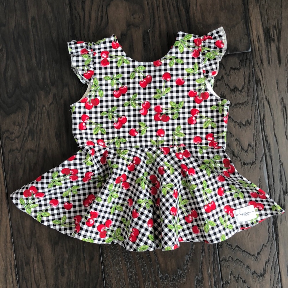 Custom Cherries and Gingham peplum top
